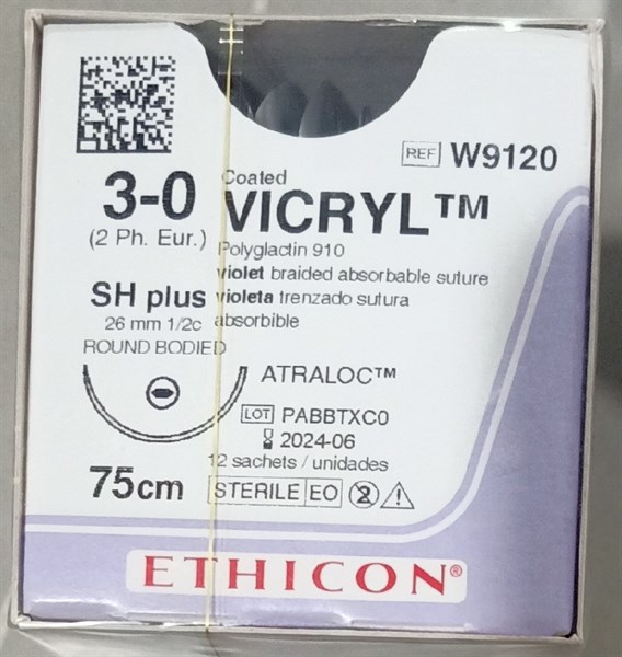 Chỉ Vicryl 75cm Số 3/0 (H*12sợi) - Johnson (W9120)