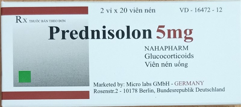 Prednisolon 5mg (H*2vỉ*20viên) - Nam Hà