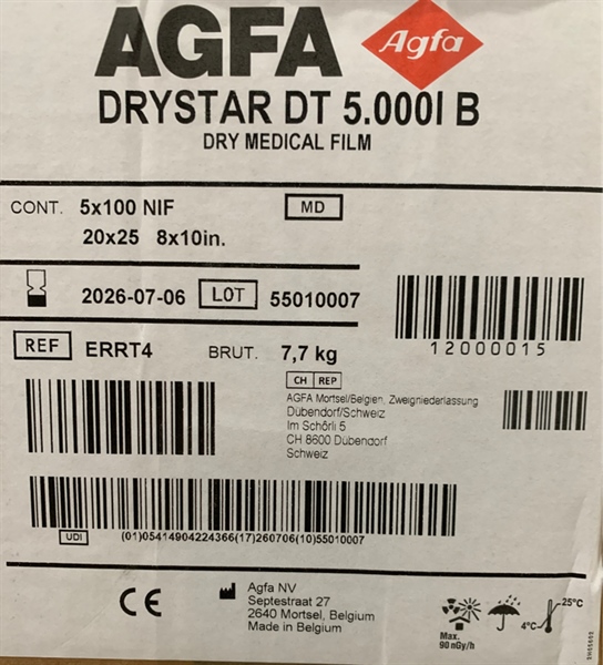 Phim khô Drystar DT 5000 IB 8 x 10in (20x25cm)(Hộp 100 tờ) - AGFA/Bỉ