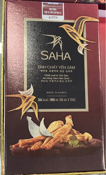 Tinh chất yến sâm Saha (Hộp 10 gói x 80ml) - Korea