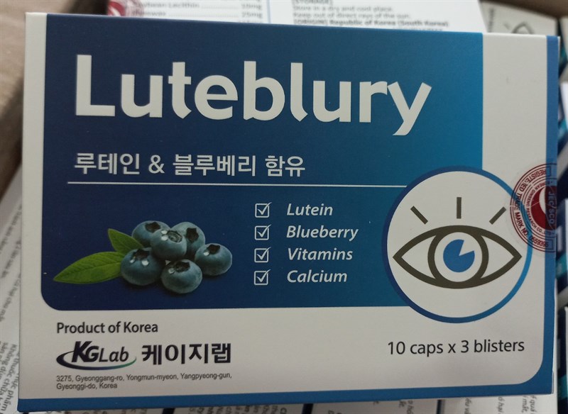 Luteblury (Người thị lực yếu, khô mắt, mỏi mắt) (Hộp 3 vỉ x 10 viên) - Hàn Quốc