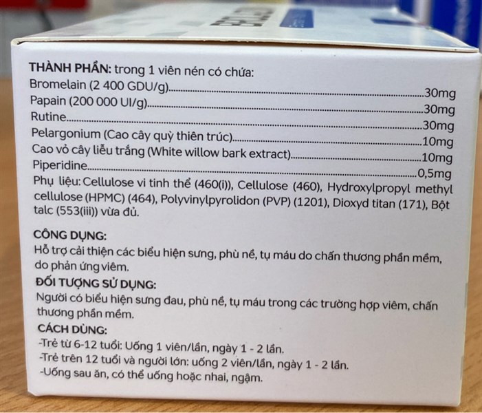 Brolazym (Goldwin - KEIKO) Hỗ trợ cải thiện Sưng đau phù nề, tụ máu (H*10vỉ*10viên)
