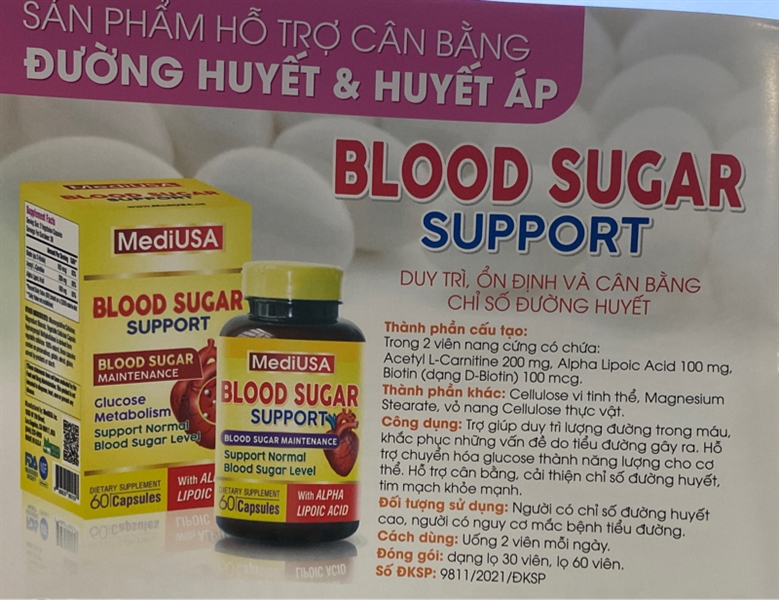 Blood sugar support (Người có chỉ số đường huyết cao) (Lọ 60 viên) - MediUSA