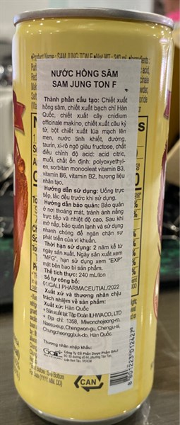 Nước hồng sâm Sam jung ton F 240ml (Xách 8 lon) - Hàn Quốc 2