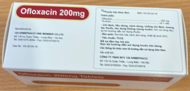 Ofloxacin 200mg (H*10vỉ*10viên) - MTV 120 Armephaco 2