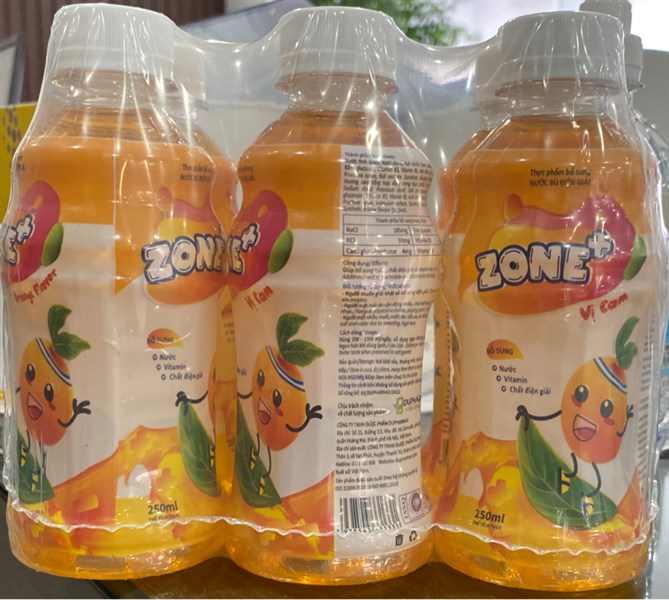 Nước bù điện giải Zone+ vị cam 250ml (Lốc 6 chai) - Dupharmax