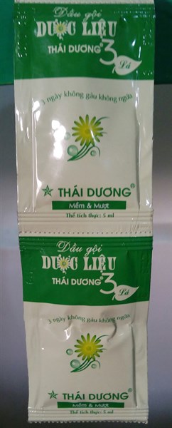 Dầu gội Thái Dương 3 nguyên mùi lá + Hoa lá 5ml (Dây 10gói màu xanh)