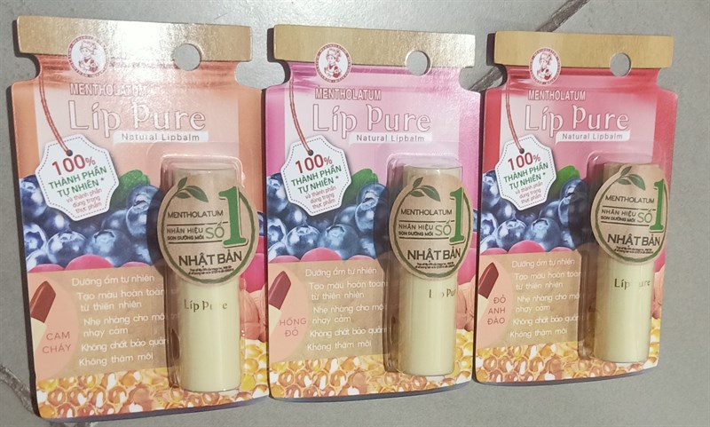 Son dưỡng môi Lip pure 3,8g - Hồng đỏ, cam cháy, đỏ anh đào - Rohto