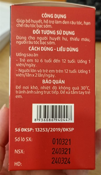 Viên nang Hà thủ ô (Lọ*60viên) - Hoa Việt 2