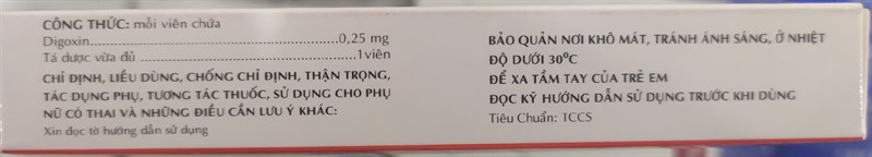 Digoxine 0,25mg điều trị suy tim (H*1vỉ*30viên) - Thành Nam 2
