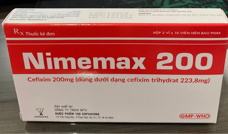 Nimemax 200 (Cefixime 200mg) (Hộp 2 vỉ x 10 viên) - MPV dược phẩm 150 Cophavina