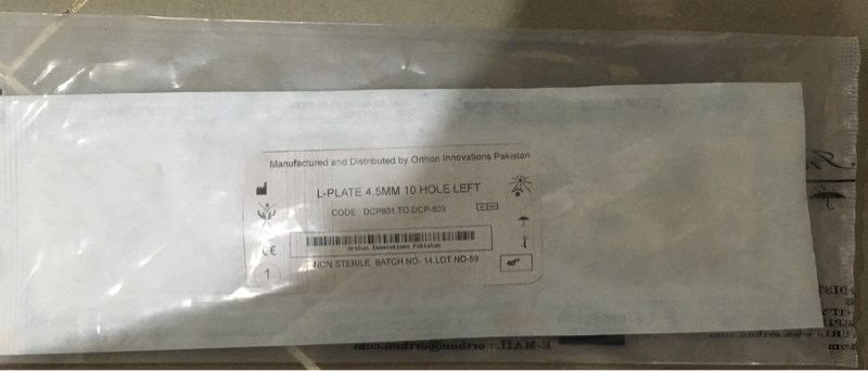 Nẹp đỡ chữ L vít 4.5 các lỗ trái - Pakistan 2