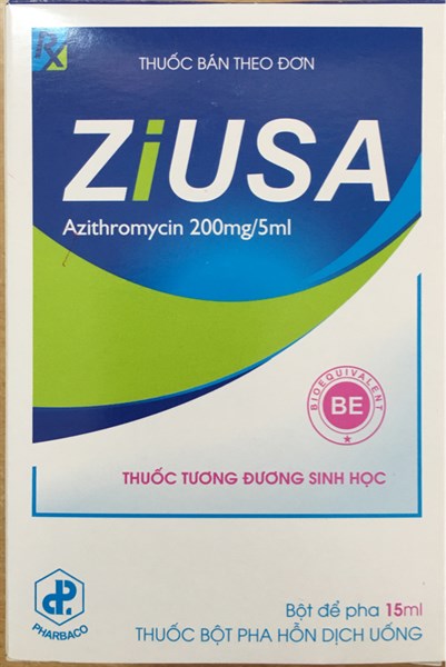 Ziusa (Azithromycin 200mg/5ml) (H*1lọ bột pha hỗn dịch uống) - Pharbaco