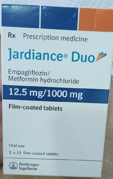 Jardiance Duo 12,5mg/1000mg (Điều trị đái tháo đường) (H*3vỉ*10viên) - Germany