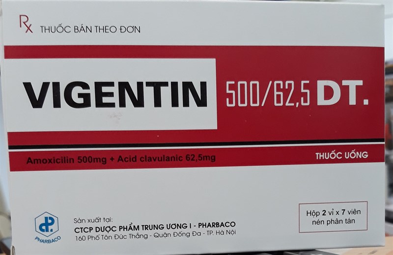 Vigentin 500/62,5 DT(Amo 500mg + Acid clavulanic 62,5mg (H*2vỉ*7viên nén phân tán) - DPTW1