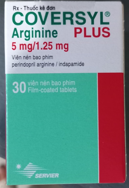 Coversyl Plus Argynine 5mg/1.25mg (Hộp 1 lọ 30viên) - Servier/Ailen