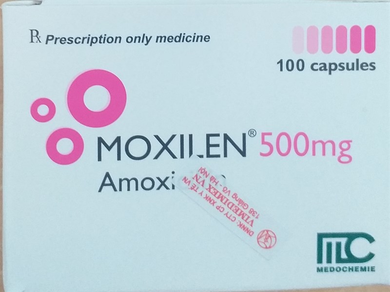 Moxilen 500mg (Amoxicillin 500mg) (K*96H*10vỉ*10viên) - Medochemie Ltd/Cyprus