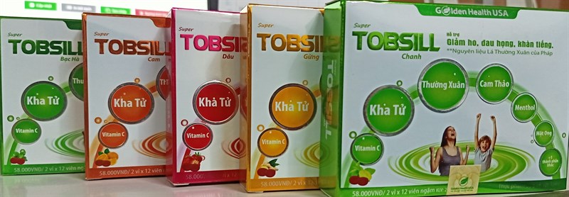 Viên ngậm Super Tobsill các loại (H*3vỉ*8viên) (Hỗ trợ làm ấm họng, giảm ho, giảm đờm) - Golden Health