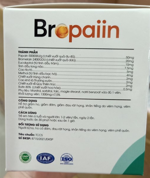 Bropaiin (Hỗ trợ giảm ho, giảm đờm) (H*10vỉ*12viên) - Winpharma/Keiko 2