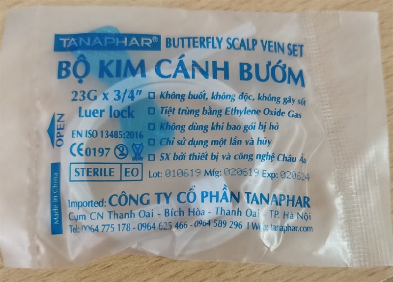 Bộ kim cánh bướm xanh 23G x 3/4'' (H*100bộ) - Tanaphar