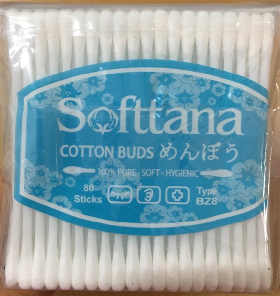 Tăm bông vệ sinh tai Softtana BZ8 (Cọc*12túi*80cái) - VN