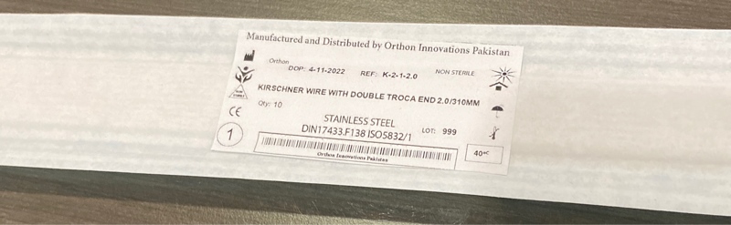 Đinh Kirschner đầu nhọn 2.0 x dài 310mm - Pakistan