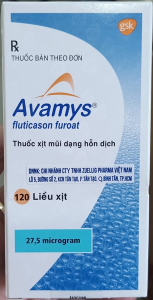 Thuốc xịt mũi Avamys (Lọ*120liều xịt) - Glaxo Trị Viêm mũi dị ứng, nghẹt mũi, sổ mũi, hắt hơi (Lọ)
