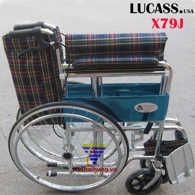 Xe lăn vải kẻ, mạ crom có phanh X79J - China 2