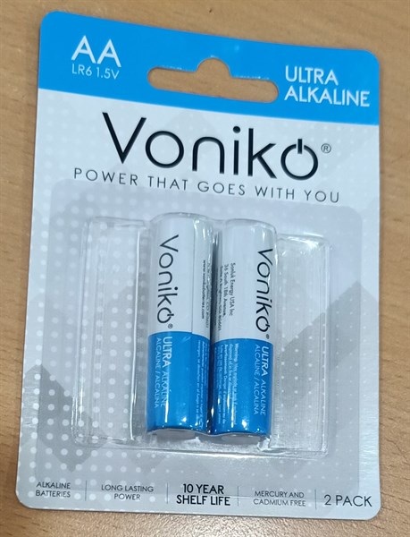 Pin Voniko AA Ultra alkaline LR6 1,5V (máy trợ thính HA - 20DX) (Vỉ 2 viên)- China