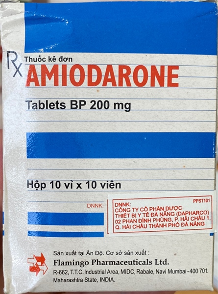 Thuốc Amiodarone 200mg Flamingo Điều trị rối loạn nhịp tim (Hộp 10 vỉ x 10 viên)