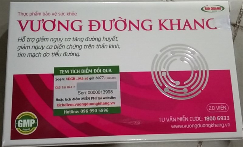 Vương đường khang (Hỗ trợ giảm nguy cơ tăng đường huyết...) (Hộp 20 viên)