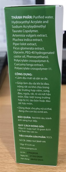 Cotripro gel 10gr (Dùng khi bị trĩ, táo bón, nứt hoặc đau rát hậu môn) - Đại Bắc 3