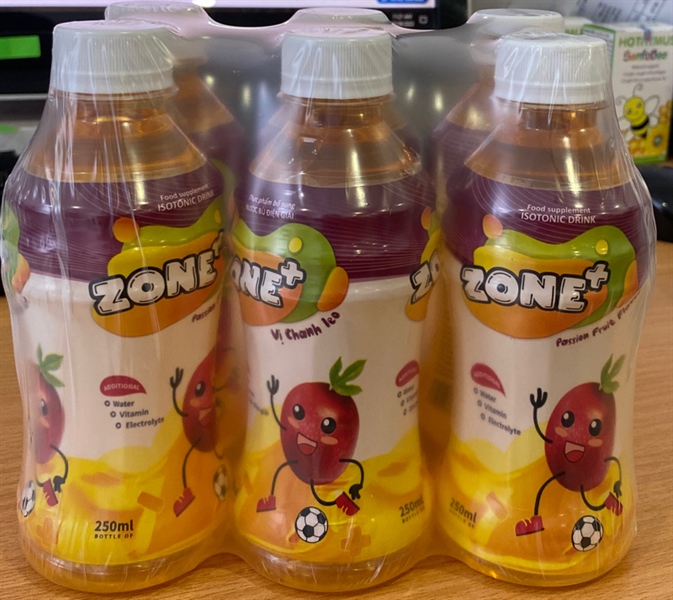 Nước bù điện giải Zone+ vị chanh leo 250ml (Lốc 6 chai) - Dupharmax