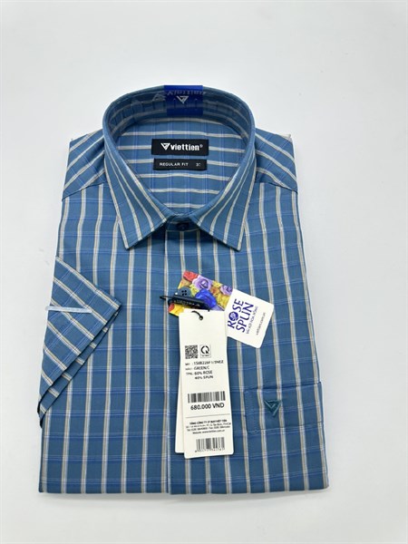 Áo sơ mi cộc tay Viettien sợi hoa hồng 1S822BF1(680)