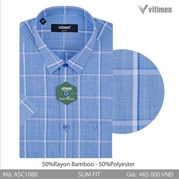 Áo sơ mi cộc tay kẻ dáng trẻ Vitimen 1080(465)