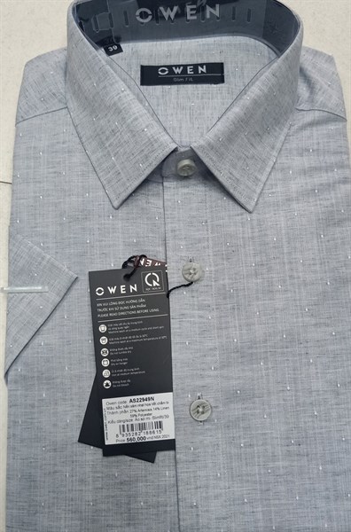 Áo sơ mi cộc tay Owen AS22949N(560) kiểu dáng slimfit 