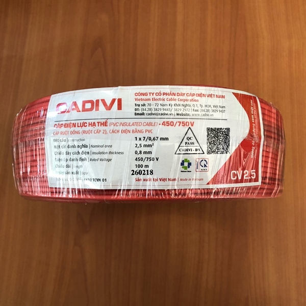 Dây Điện Đơn Cadivi 2.5 (lẻ tính Mét)