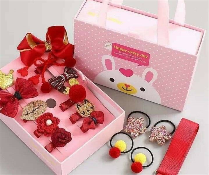 Sét kẹp tóc cho bé gồm 18món - có giỏ xách