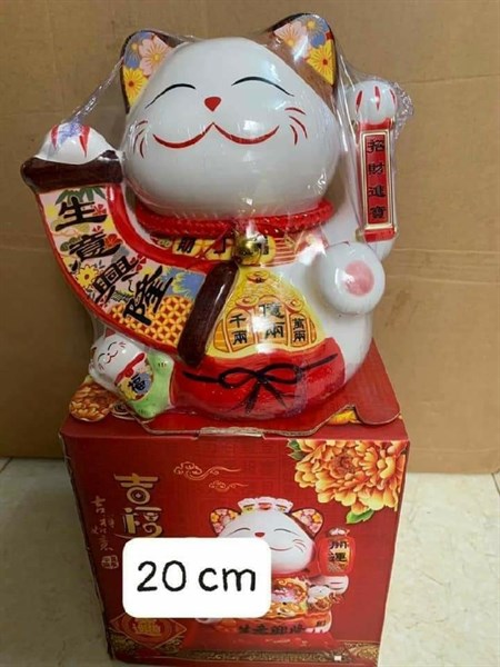 Mèo sứ thần tài vãy tay 23cm