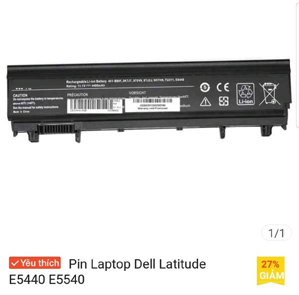 Pin Dell 5440 5540- bh 06 tháng