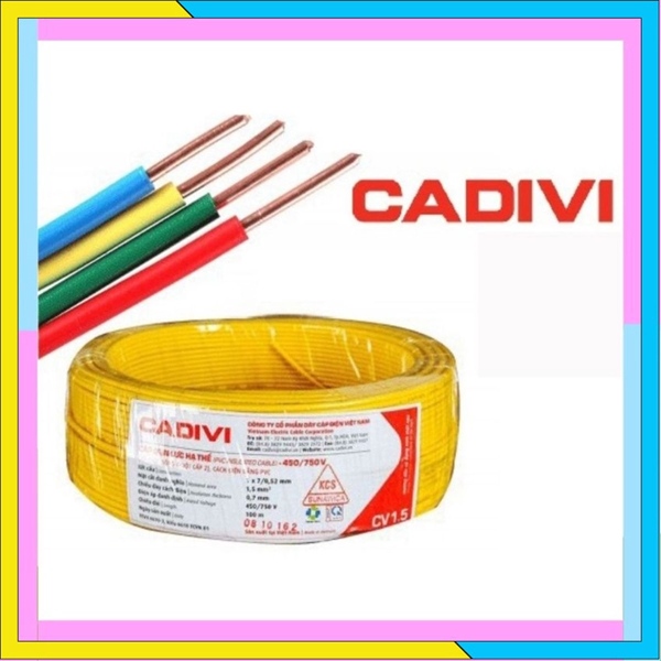 Dây điện đơn Cadivi 1.5 - 06/1KV -(Lẻ tính mét)