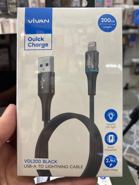 CÁP SẠC NHANH 2M VIVAN VDL200 - BH 3th