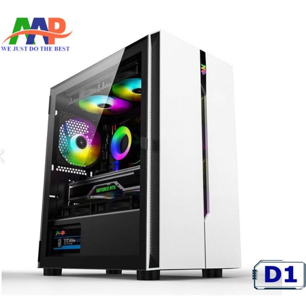 CASE AAP D1 Black-White GAMING - chưa có Fan Led