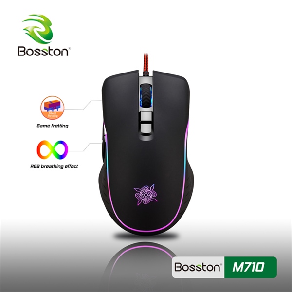 CHUỘT CÓ DÂY BOSTON M710 GAMING LED RGB (ĐEN)