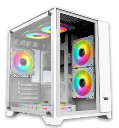 CASE VSP X2 AQUANAUT GAMING WHITE + 5 FAN LED (BAO LẮP ĐẶT)