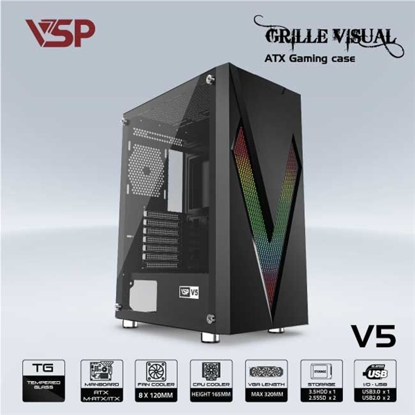 CASE VSP V5 + 3 FAN LED (BAO LẮP ĐẶT)