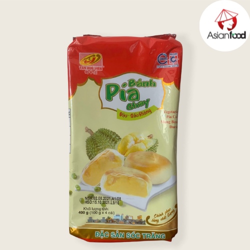 BÁNH PÍA CHAY ĐẬU-SẦU RIÊNG TÂN HUÊ VIÊN 400G / VEGETARIAN PIA CAKE MUNG BEANS DURIAN /