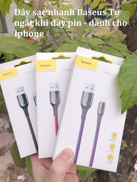 Dây sạc nhanh Baseus Tự ngắt khi đầy pin Màu Tím - dành cho Iphone