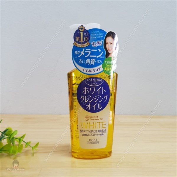 Dầu tẩy trang Kose Softymo White Cleangsing Oil Nhật Bản 230ml chai vàng nhạt - làm sạch và trắng da