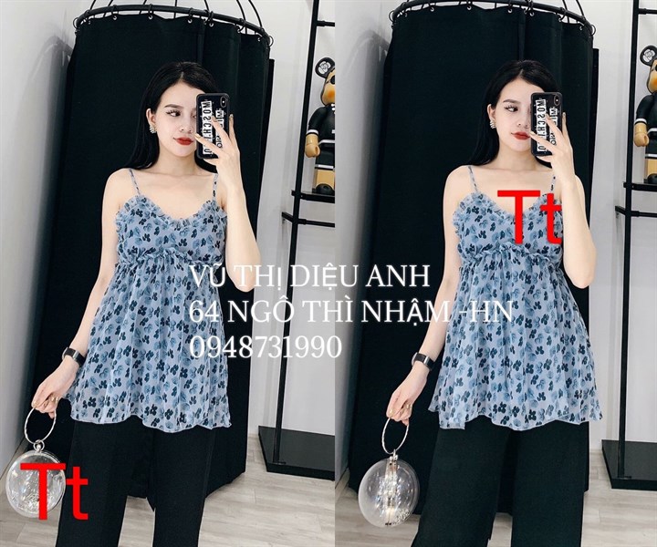 ÁO 2 DÂY HOA XANH QC